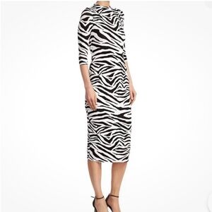 Alice and Olivia White and Black Zebra Print Bodycon Dress